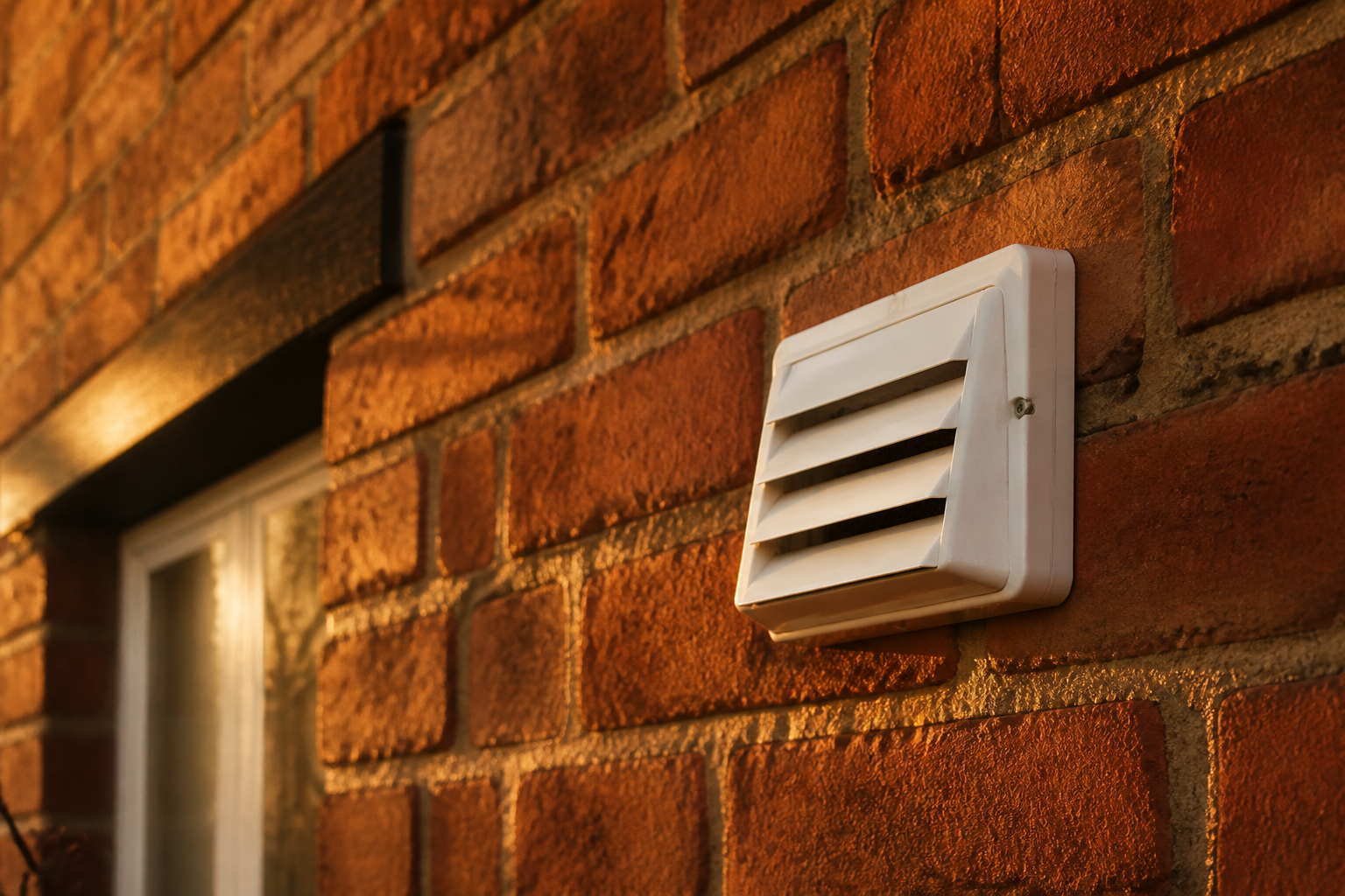 An exterior wall cowl for a decentralised MVHR ventilation system on a UK brick house