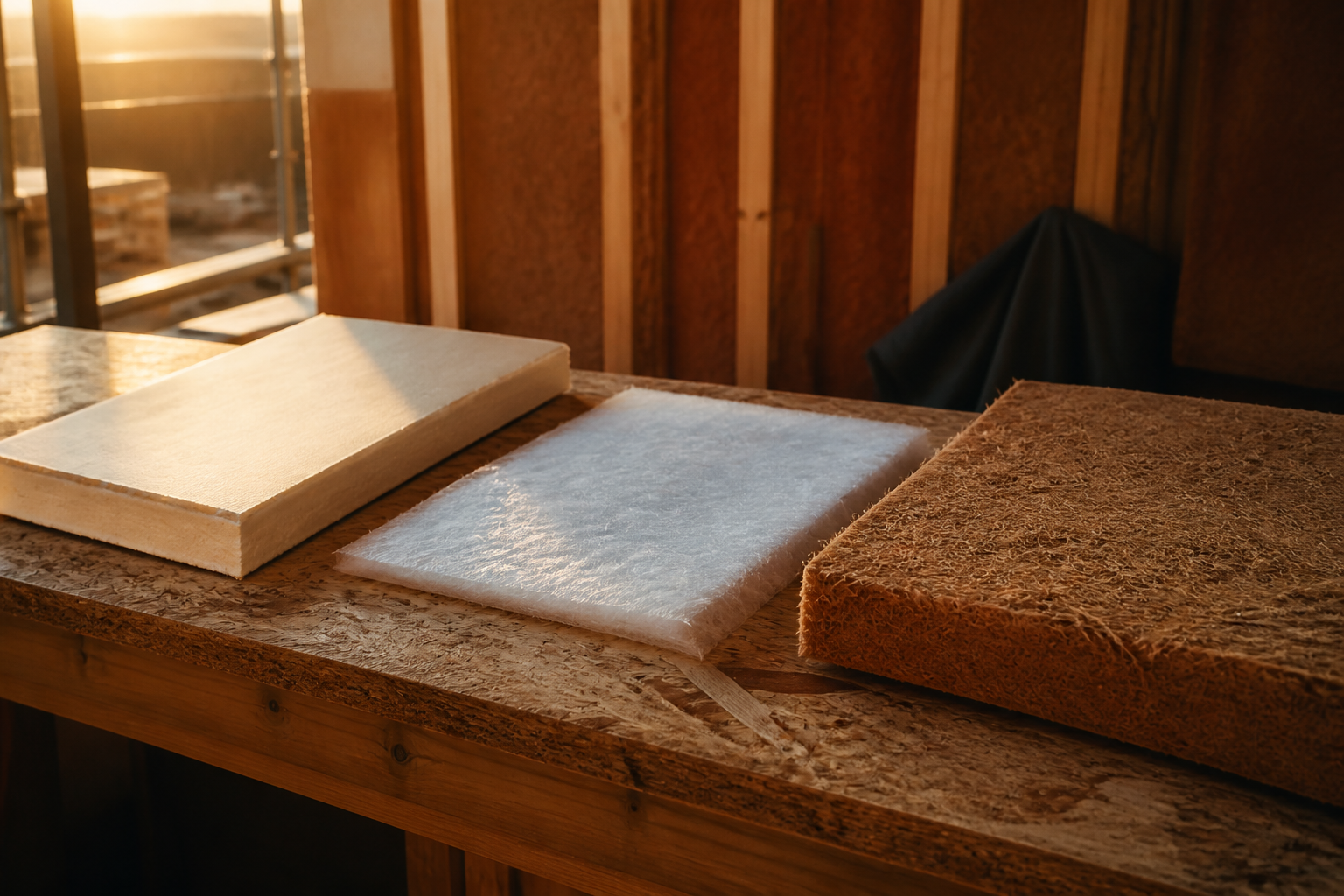 Comparison of different internal wall insulation materials including PIR board and wood fibre