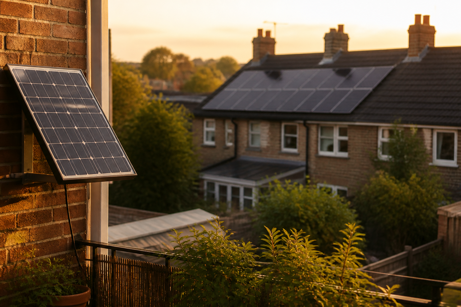 How plug-in solar compares to traditional rooftop PV illustrated in a UK home setting