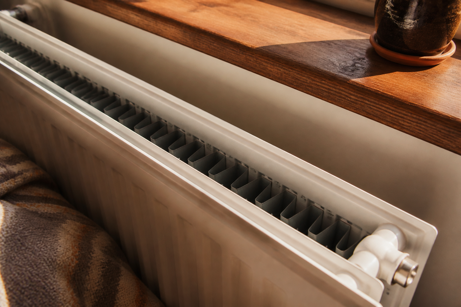 Top view of a Type 22 radiator showing internal cooling fins and twin panels.