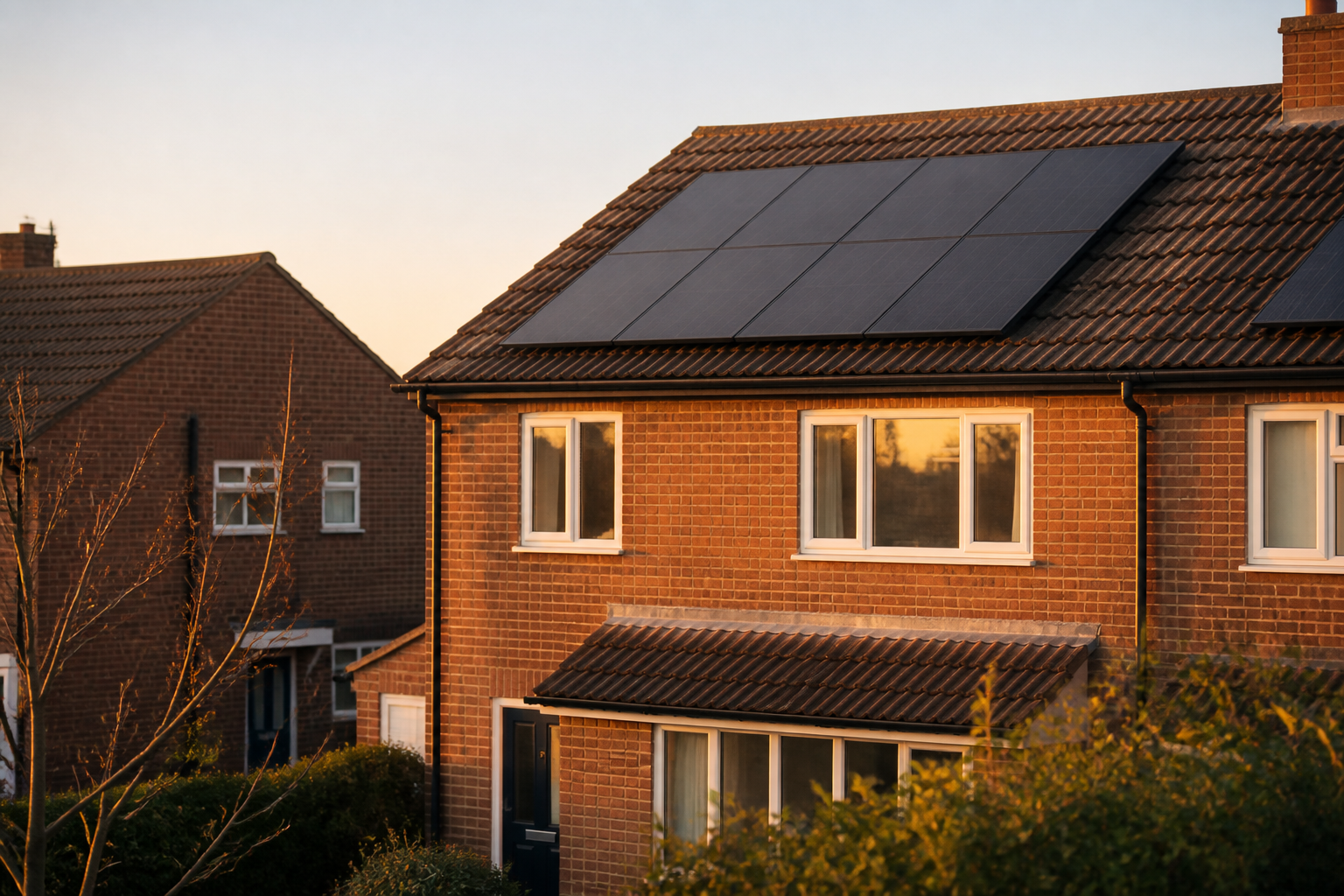 Rooftop solar panel installation on a UK residential home.